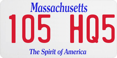 MA license plate 105HQ5