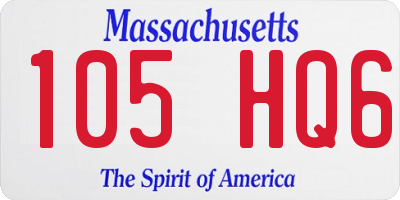 MA license plate 105HQ6
