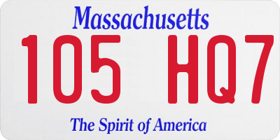 MA license plate 105HQ7