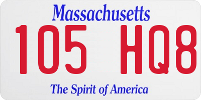MA license plate 105HQ8