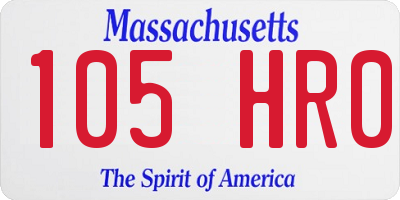 MA license plate 105HR0