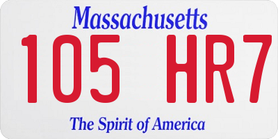 MA license plate 105HR7