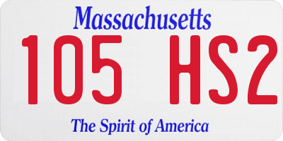 MA license plate 105HS2