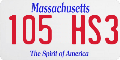 MA license plate 105HS3