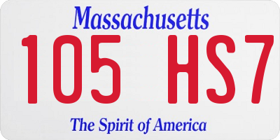 MA license plate 105HS7