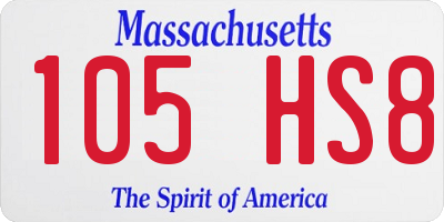 MA license plate 105HS8
