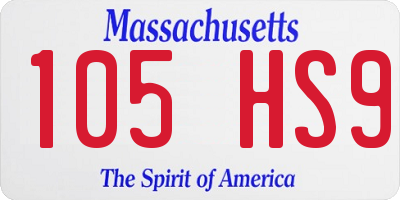 MA license plate 105HS9