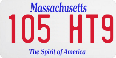 MA license plate 105HT9
