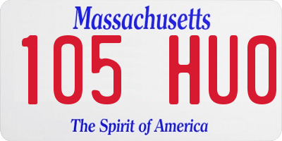 MA license plate 105HU0