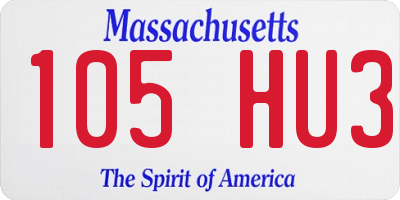 MA license plate 105HU3