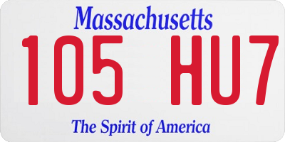 MA license plate 105HU7