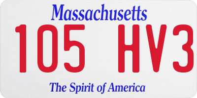 MA license plate 105HV3