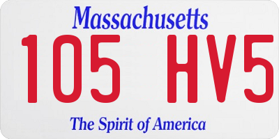 MA license plate 105HV5