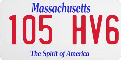 MA license plate 105HV6