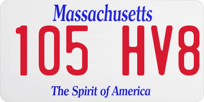 MA license plate 105HV8