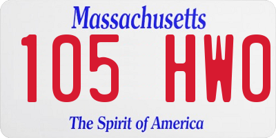 MA license plate 105HW0