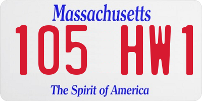 MA license plate 105HW1