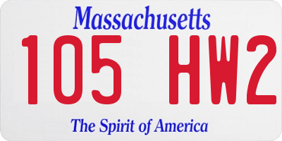 MA license plate 105HW2