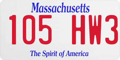 MA license plate 105HW3