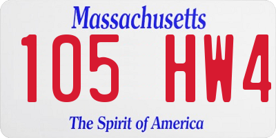 MA license plate 105HW4