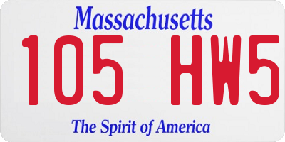 MA license plate 105HW5