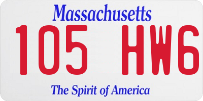 MA license plate 105HW6