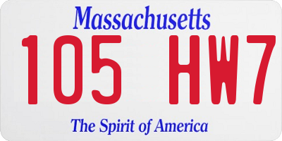 MA license plate 105HW7