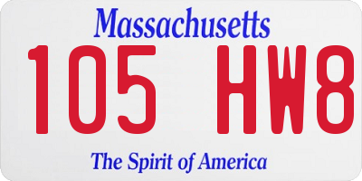 MA license plate 105HW8