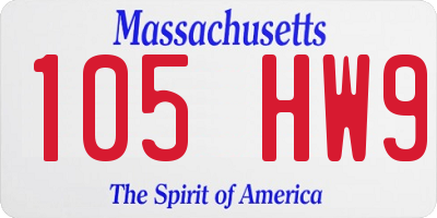 MA license plate 105HW9