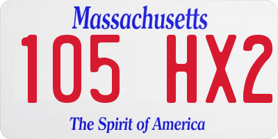 MA license plate 105HX2