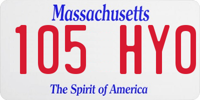 MA license plate 105HY0