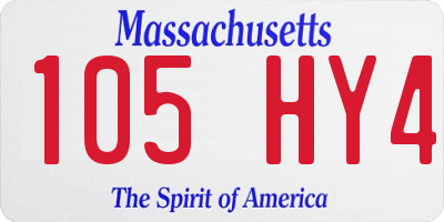 MA license plate 105HY4