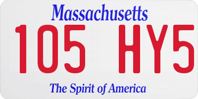 MA license plate 105HY5