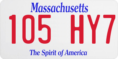MA license plate 105HY7