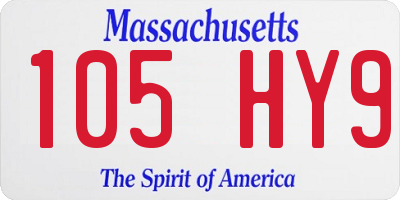 MA license plate 105HY9