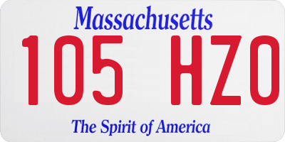 MA license plate 105HZ0