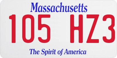 MA license plate 105HZ3