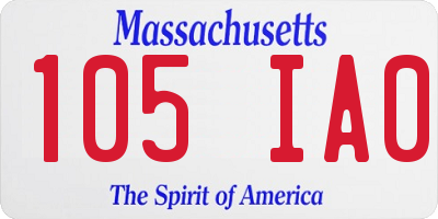 MA license plate 105IA0