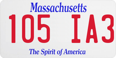 MA license plate 105IA3