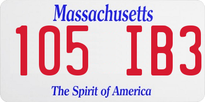 MA license plate 105IB3