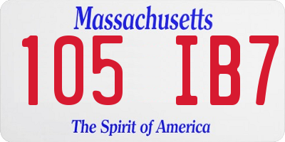 MA license plate 105IB7