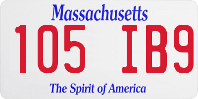 MA license plate 105IB9