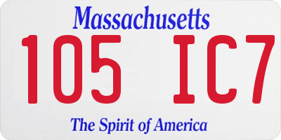 MA license plate 105IC7