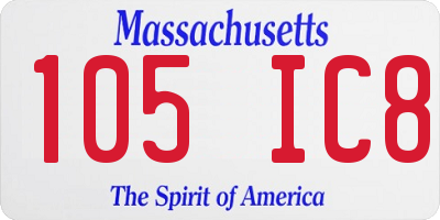 MA license plate 105IC8