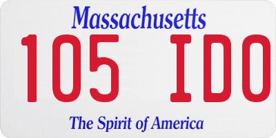 MA license plate 105ID0