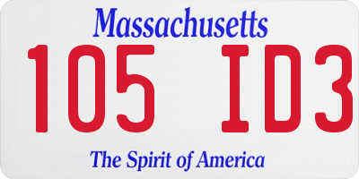 MA license plate 105ID3