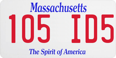 MA license plate 105ID5