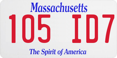 MA license plate 105ID7