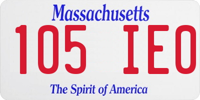 MA license plate 105IE0