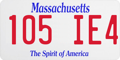 MA license plate 105IE4